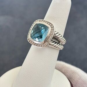 David Yurman 11mm Albion Ring with Blue Topaz & Diamonds 6